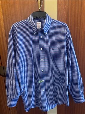 Brooks Brothers Blue and White Check Button-Down Shirt